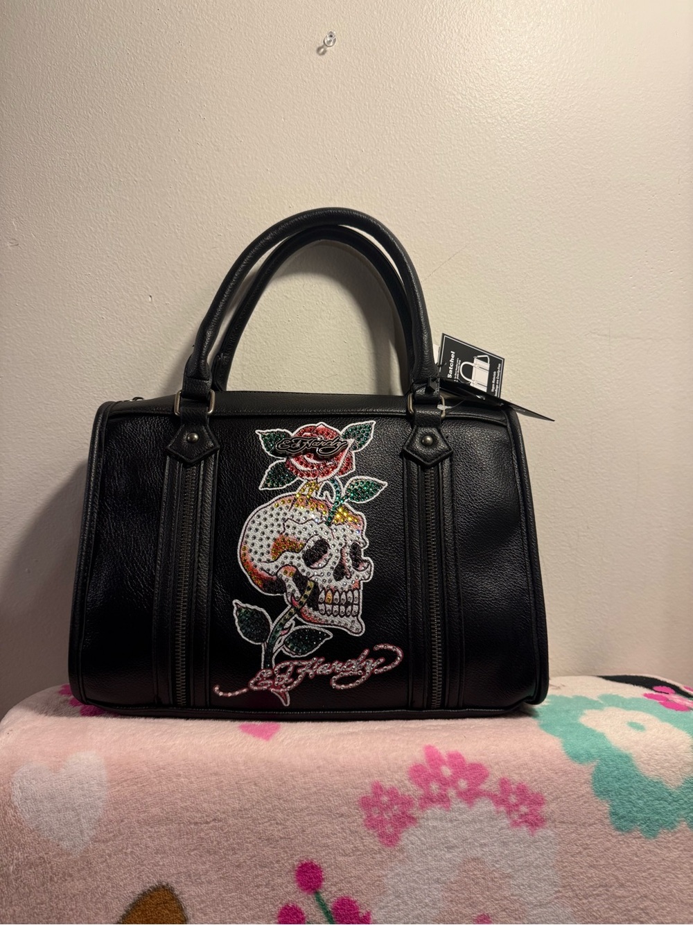 Ed Hardy Satchel Black rhinestone skull NEW RELEASE